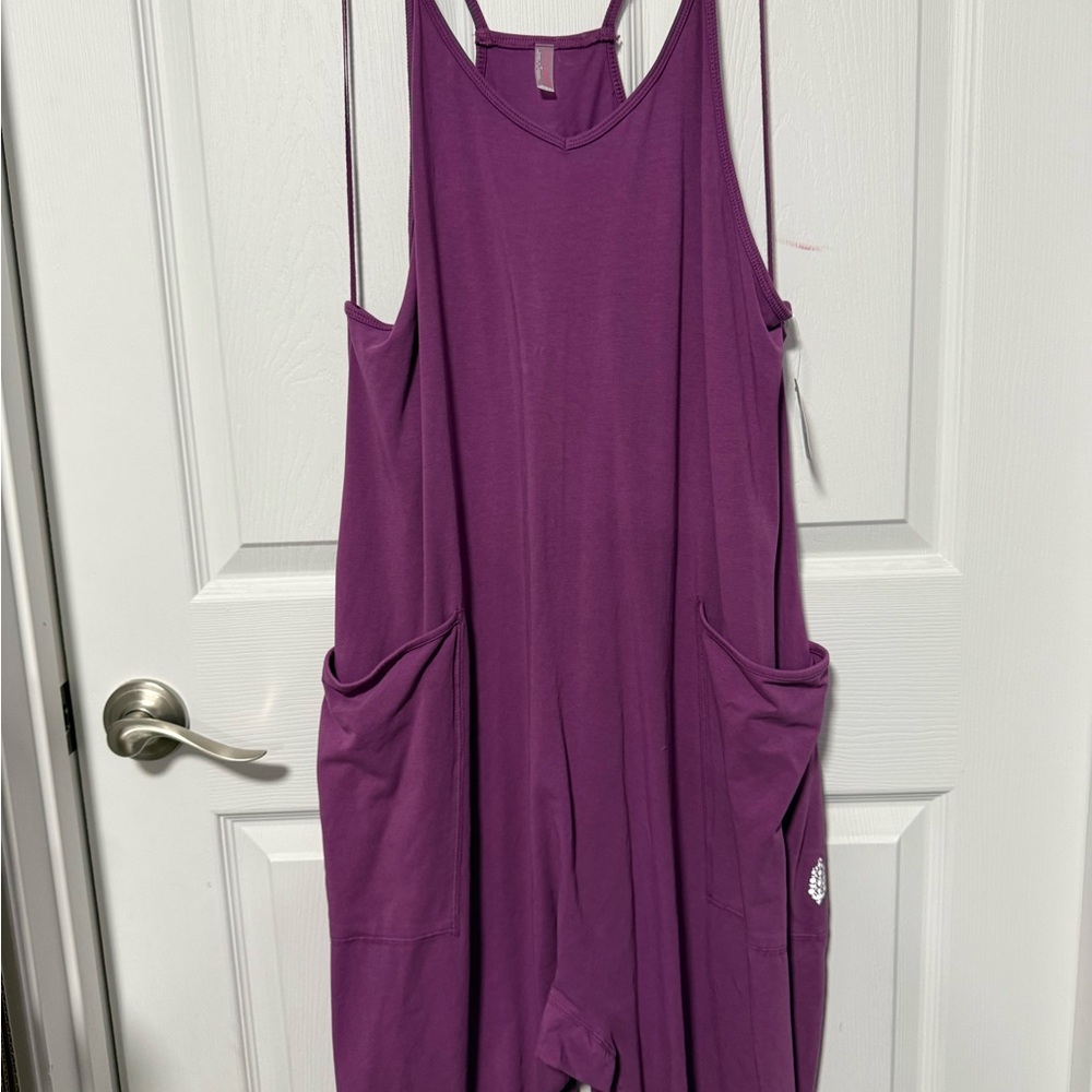 Free People Hot Shot Movement Onesie - deep mulberry